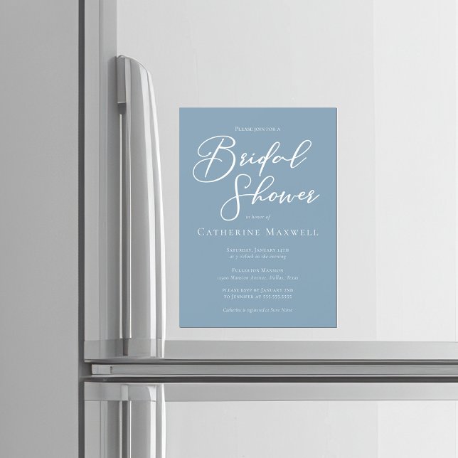 Dusty Blue Coastal Bridal Shower Personalised Magnetic Invitation (Creator Uploaded)