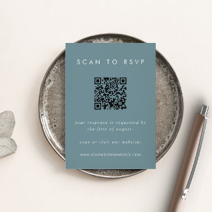 Dusty Blue Coastal RSVP Card with QR Code