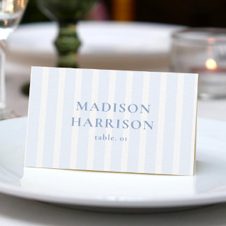 Dusty Blue Coastal Wedding Name Place Card DIY