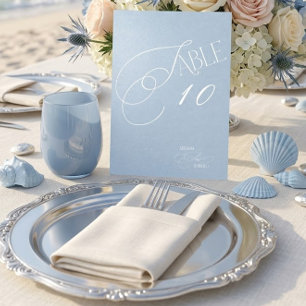 Dusty Blue Coastal Wedding Table Number