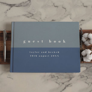 Dusty Blue Colour Block Wedding Guest Book