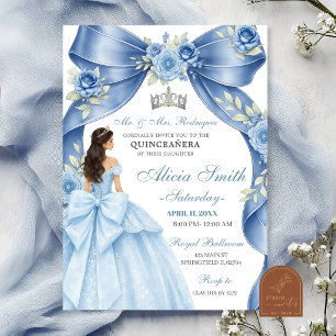 Dusty Blue Coquette Princess Quinceanera Invitatio Invitation