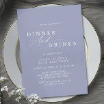 Dusty Blue Cornflower Airy Formal Birthday Dinner Invitation<br><div class="desc">Simple and elegant birthday dinner invitations that can be changed to any age. Text reads: "please join us for dinner and drinks" with a calligraphy script. White font on a muted blue background.</div>