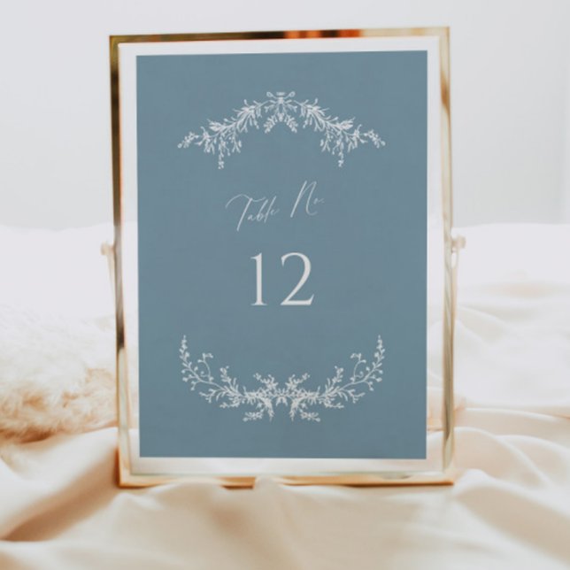 Dusty Blue Cottage Wedding Table Number Card Sign (Creator Uploaded)