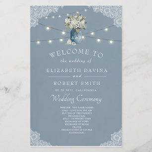 Dusty Blue Country Combined White Lace Wedding 