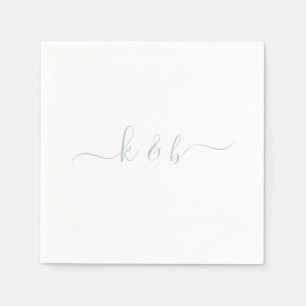 Dusty Blue Couple Initials Swash Script  Napkin