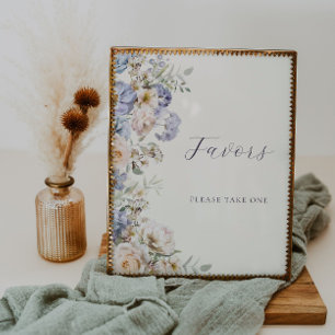 Dusty Blue Cream Floral Favours Sign