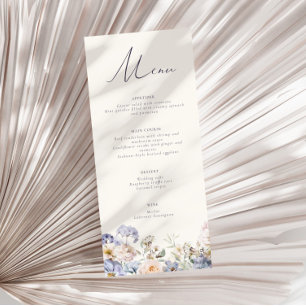 Dusty Blue Cream Floral Wedding Menu