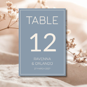 Dusty Blue Cream Old Money Formal Wedding Table Number