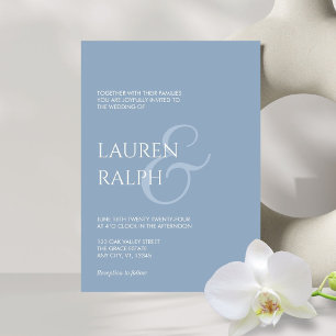 Dusty Blue & Cream Script Wedding Invitation