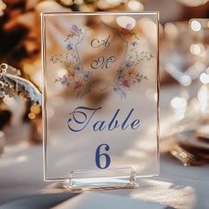 Dusty Blue Crest Floral Wedding Acrylic Sign