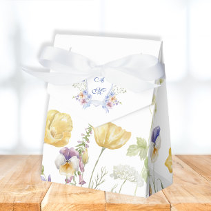 Dusty Blue Crest Floral Wedding Favour Box
