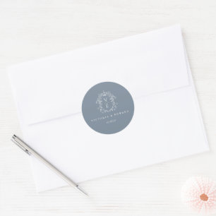 Dusty Blue Crest Monogram Wedding Envelope Seal