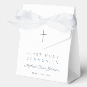 Dusty Blue Cross Boy First Holy Communion Favour Box