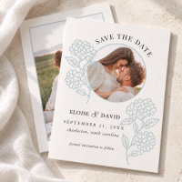 Dusty Blue Cross Stitch Hydrangea Photo Wedding