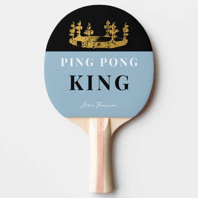 Dusty Blue Crown Table Tennis King Modern Custom Ping Pong Paddle (Front)