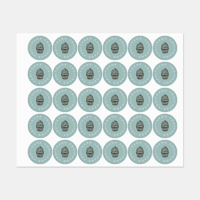 Dusty Blue Cupcake Bakery Small Labels (Sheet)