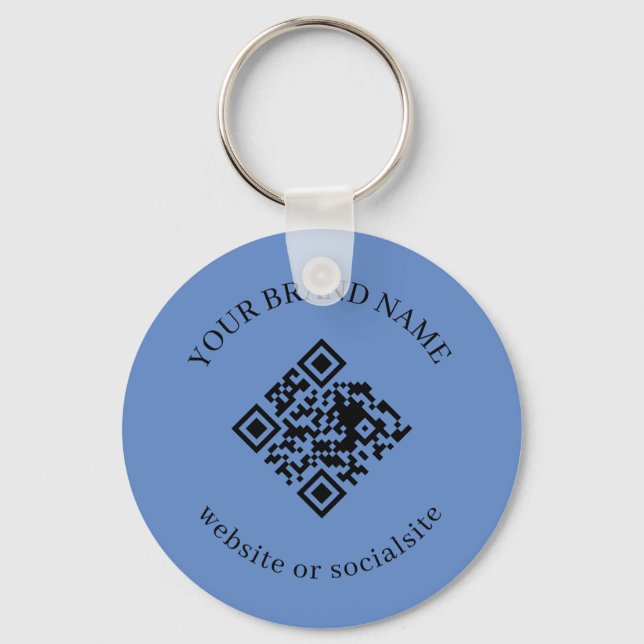 Dusty Blue Custom Business QR Code Keychains (Front)