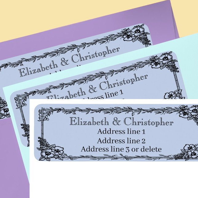 Dusty Blue Custom Name Floral Return Address (Creator Uploaded)