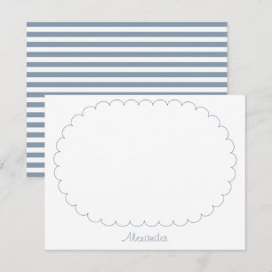 Dusty Blue Custom Name Script Stripes and Frame Card