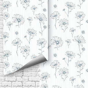 Dusty Blue Daisy Aesthetic Cottagecore Floral Art  Wallpaper