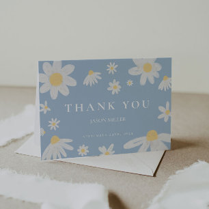  Dusty Blue Daisy Thank You Card