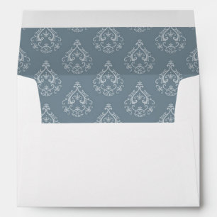 Dusty Blue Damask Pattern Envelope
