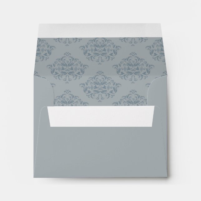 Dusty Blue Damask R.S.V.P. return envelope (Back (Bottom))