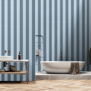 Dusty Blue & Dark Dusty Grey Wide 4 Inch Stripe Wallpaper