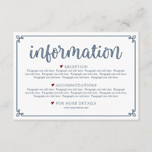 Dusty Blue & Dark Red Information Enclosure Card
