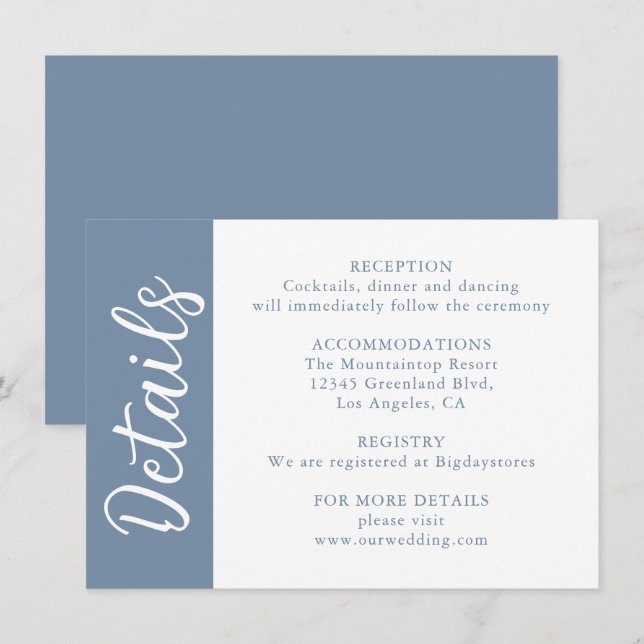 Dusty Blue Decorative Calligraphy Enclosure Card (Front/Back)