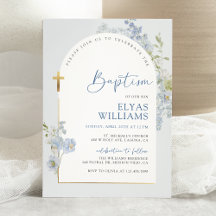 Dusty Blue Delphinium Floral Arched Boy Baptism