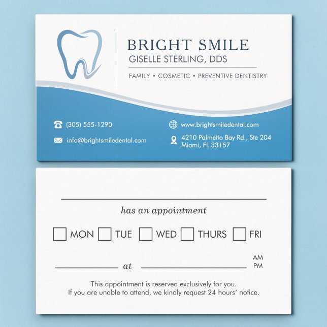 Dusty Blue Dentist Office Appointment Reminder   Card (Creator Uploaded)