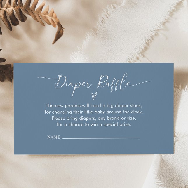 Dusty Blue Diaper Raffle Baby Shower Insert Card (Creator Uploaded)
