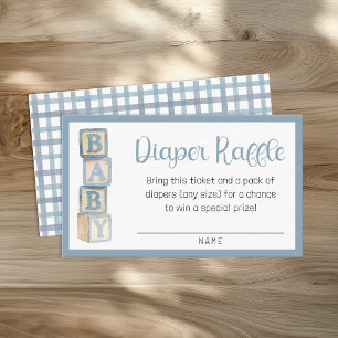 Dusty Blue Diaper Raffle Card Baby Shower Insert