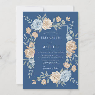 Dusty Blue Divine Floral Wedding Invitation