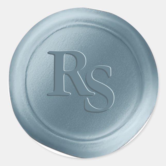 Dusty Blue Double Monogram Wedding Wax Seals (Front)