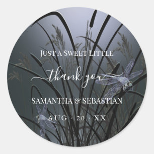 Dusty Blue Dragonflies Thank You Classic Round Sticker