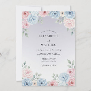 Dusty Blue Dreamy Spring Wedding Invitation