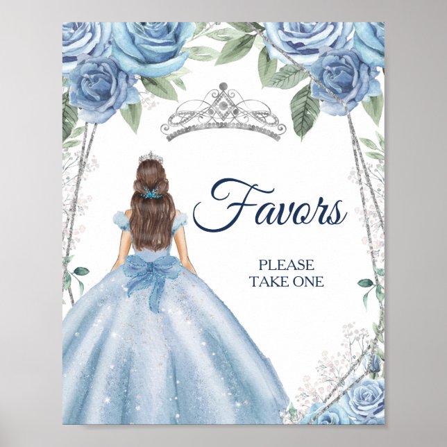 Dusty Blue Dresses Quinceañera Favours Poster (Front)