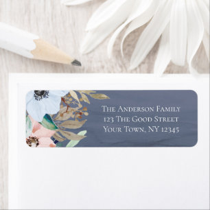 Dusty Blue Dusty Rose Watercolor Floral