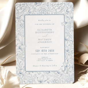 Dusty Blue Elegance Tulips & Chrysanthemum Invitation