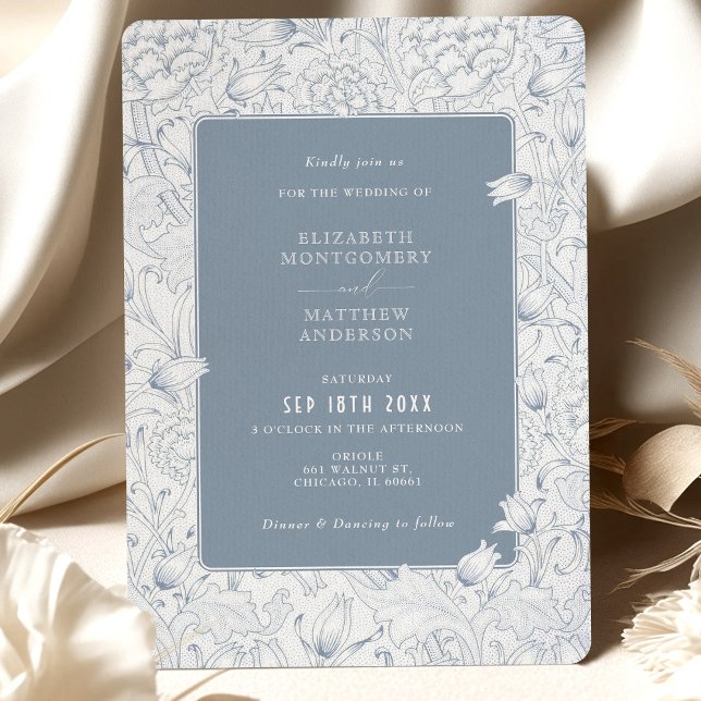 Dusty Blue Elegance Tulips & Chrysanthemum Invitation (Creator Uploaded)