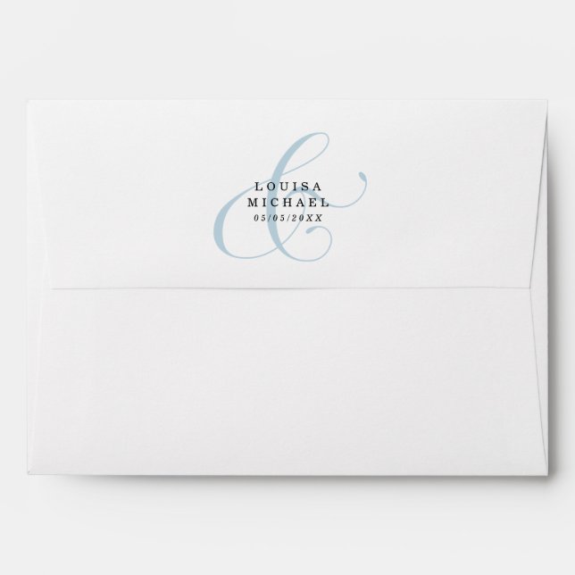 Dusty Blue Elegant Ampersand Wedding Envelope (Back (Top Flap))