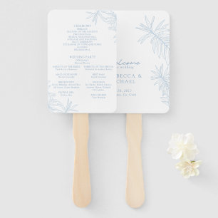 Dusty Blue Elegant Botanical Order of Service Hand Fan