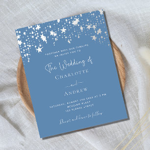 Dusty blue elegant budget wedding invitation flyer