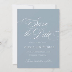 Dusty Blue Elegant Calligraphy American Style Invitation