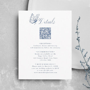 Dusty Blue Elegant Calligraphy Wedding Details Enclosure Card