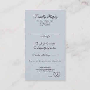 Dusty Blue Elegant Calligraphy Wedding RSVP Card