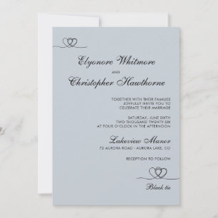Dusty Blue Elegant Chic Calligraphy Wedding Invitation